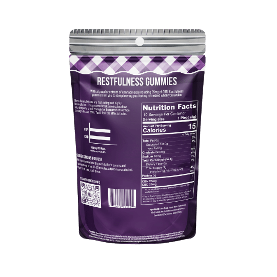 Restfulness All Natural Fast Acting Vegan Grape CBN/CBD Gummies - Image 4